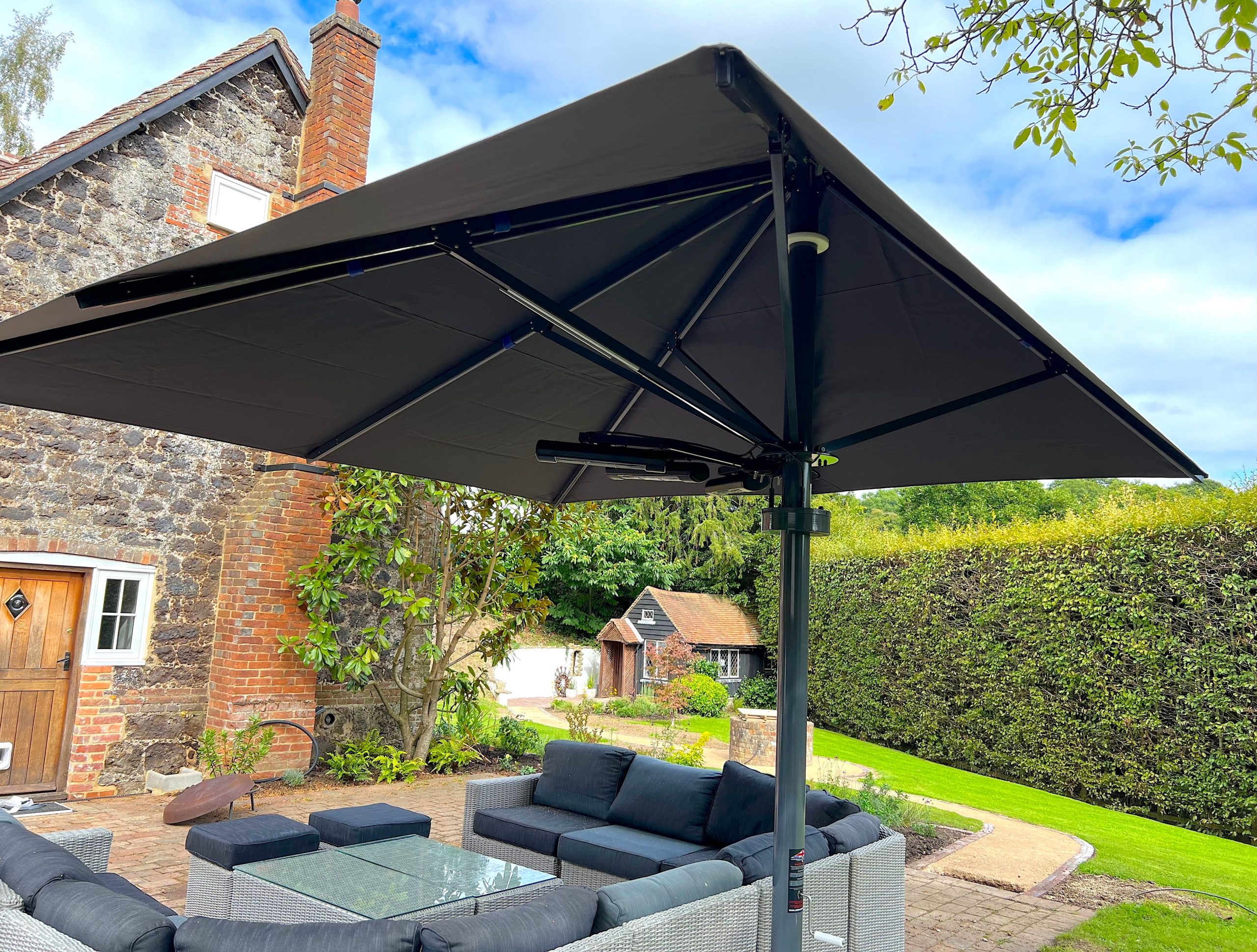 The Aztec Off-Set Umbrella System available in a wide range of shapes and sizes.