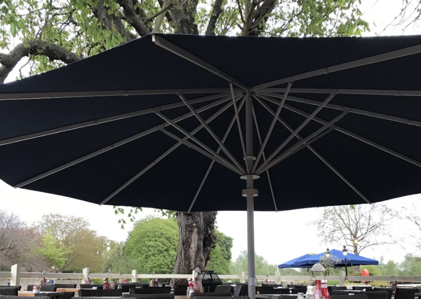 9m round telescopic parasol offering maximum shade and shelter