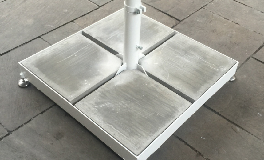 Portable Base for parasols Umbrella base weighed down with concrete