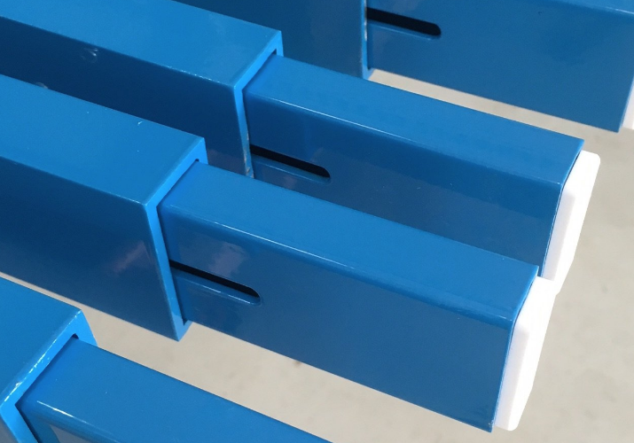 Umbrella Arms Blue umbrella arms with plungers for tensioning umbrella fabric