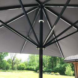 Heavy duty parasols Private House Heavy Duty Umbrella on decking in garden