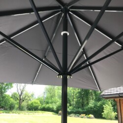 Heavy duty parasols Private House Heavy Duty Umbrella on decking in garden