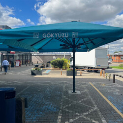 Alfresco perfect restaurant parasols by Aztec Umbrellas London Outdoor Car Park Bespoke Umbrellas at a Restaurant